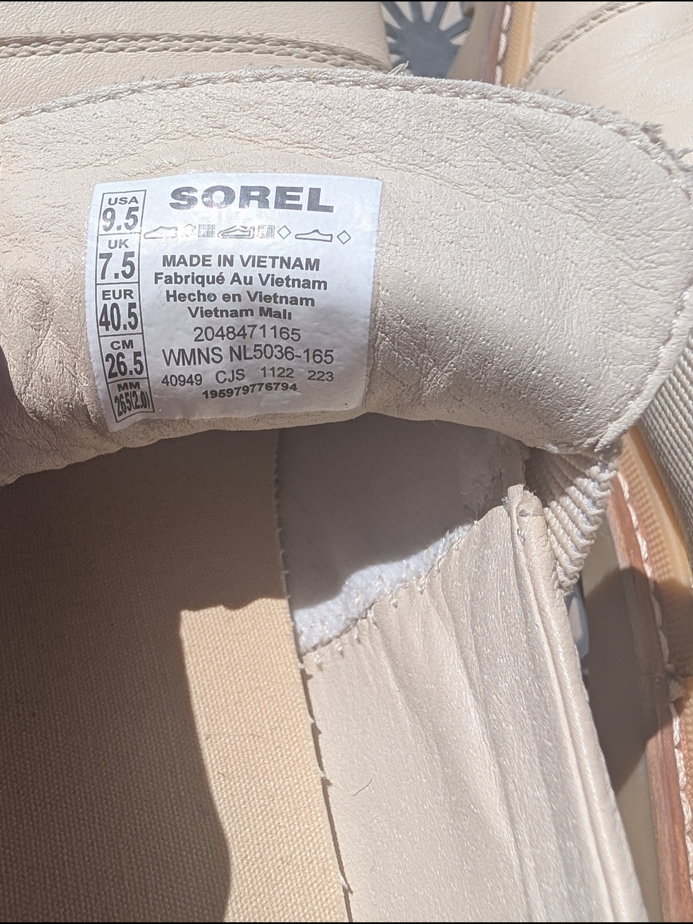 Sorel Cream Leather Slip-On Chunky Loafers with Elastic Band - Picture 8 of 8